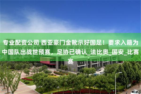 专业配资公司 西亚豪门金靴示好国足！要求入籍为中国队出战世预赛，足协已确认_法比奥_国安_比赛
