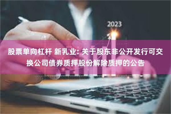 股票单向杠杆 新乳业: 关于股东非公开发行可交换公司债券质押股份解除质押的公告