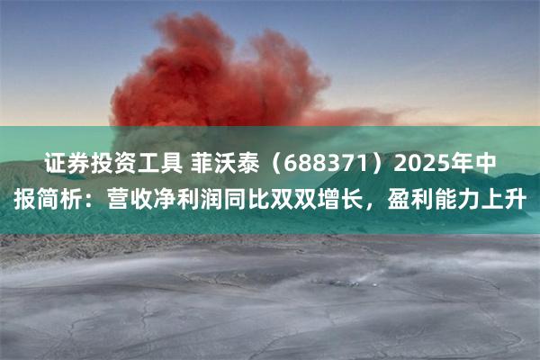 证券投资工具 菲沃泰（688371）2025年中报简析：营收净利润同比双双增长，盈利能力上升