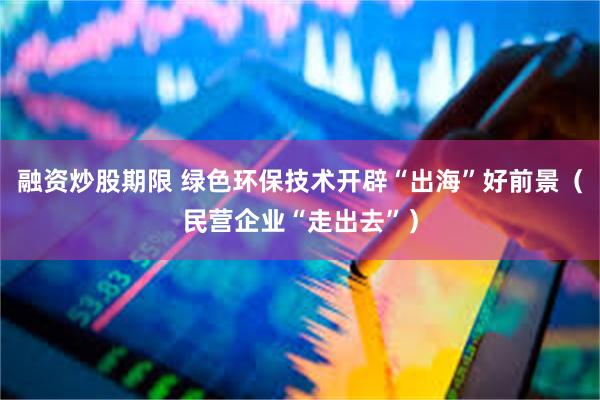 融资炒股期限 绿色环保技术开辟“出海”好前景（民营企业“走出去”）