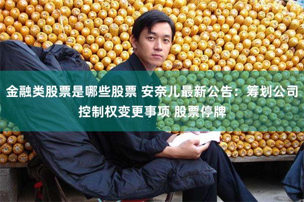 金融类股票是哪些股票 安奈儿最新公告：筹划公司控制权变更事项 股票停牌