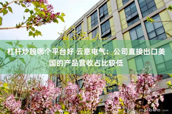 杠杆炒股哪个平台好 云意电气：公司直接出口美国的产品营收占比较低