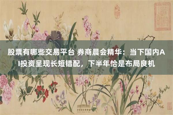 股票有哪些交易平台 券商晨会精华：当下国内AI投资呈现长短错配，下半年恰是布局良机