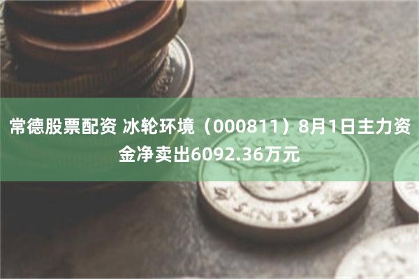 常德股票配资 冰轮环境（000811）8月1日主力资金净卖出6092.36万元