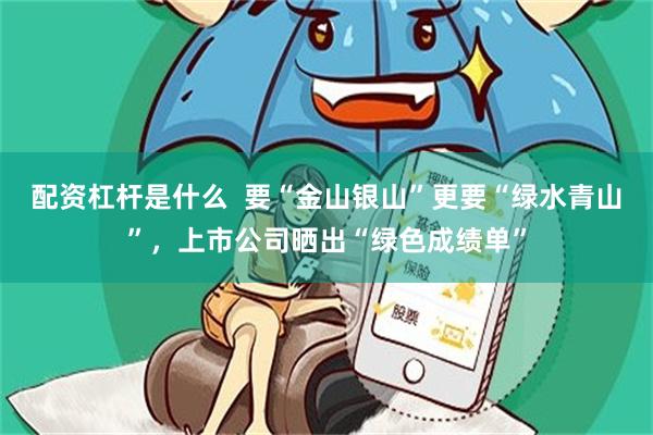 配资杠杆是什么  要“金山银山”更要“绿水青山”，上市公司晒出“绿色成绩单”