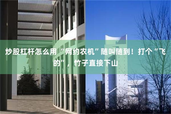 炒股杠杆怎么用 “网约农机”随叫随到！打个“飞的”，竹子直接下山