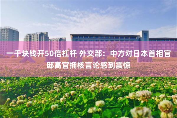一千块钱开50倍杠杆 外交部：中方对日本首相官邸高官拥核言论感到震惊