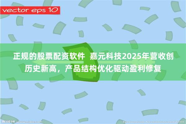 正规的股票配资软件  嘉元科技2025年营收创历史新高，产品结构优化驱动盈利修复