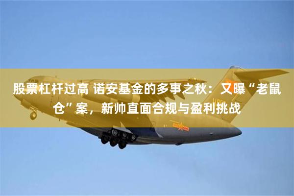 股票杠杆过高 诺安基金的多事之秋：又曝“老鼠仓”案，新帅直面合规与盈利挑战