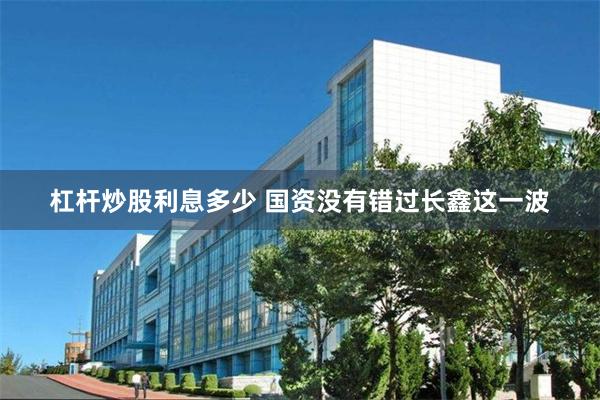 杠杆炒股利息多少 国资没有错过长鑫这一波