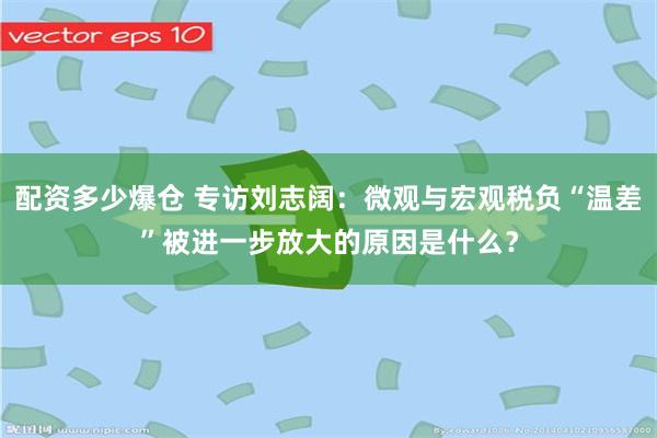 配资多少爆仓 专访刘志阔：微观与宏观税负“温差”被进一步放大的原因是什么？